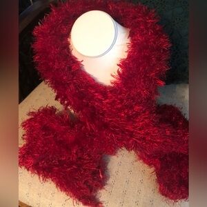 Red Faux Fur Scarf (56”)